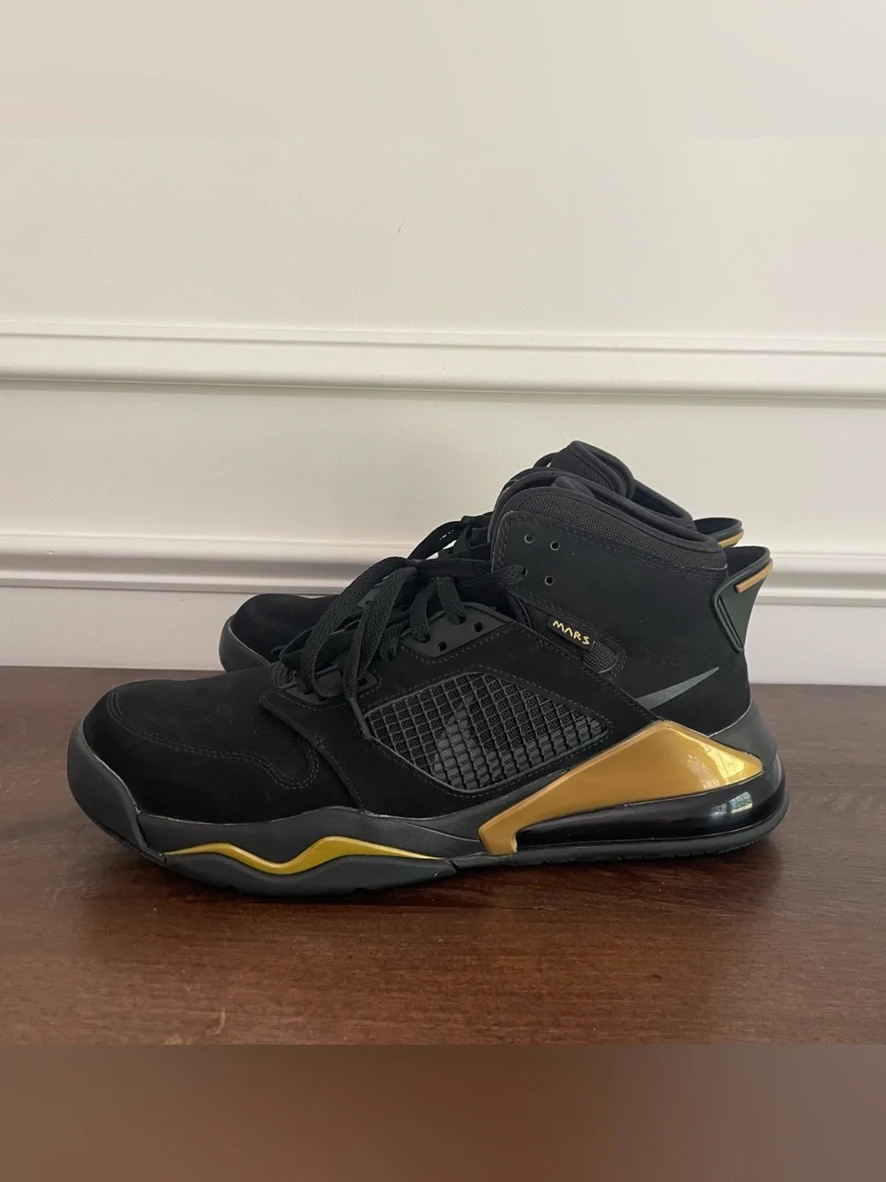 Jordan Mars 270 Black and Gold Sneakers